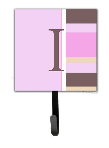 CJ1005-ISH4 Letter I Initial Monogram - Pink Stripes Leash Holder Or Key Hook