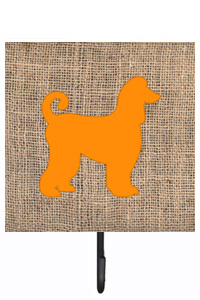 BB1066-BL-OR-SH4 Afghan Hound Burlap And Orange Leash Or Key Holder