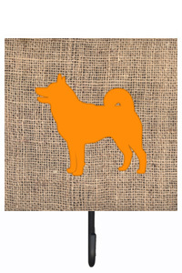 Shiba Inu Burlap And Orange Leash Or Key Holder - Orange