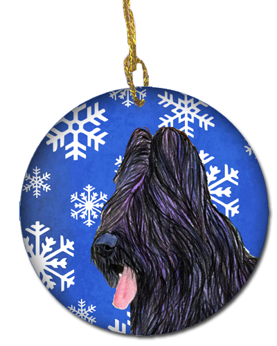 Briard Winter Snowflakes Holiday Christmas Ceramic Ornament