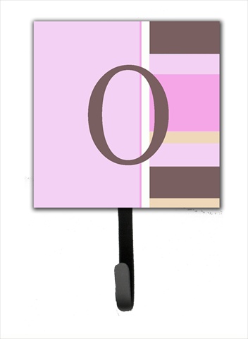 CJ1005-OSH4 Letter O Initial Monogram - Pink Stripes Leash Holder Or Key Hook