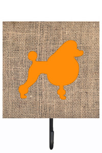 Poodle Burlap And Orange Leash Or Key Holder