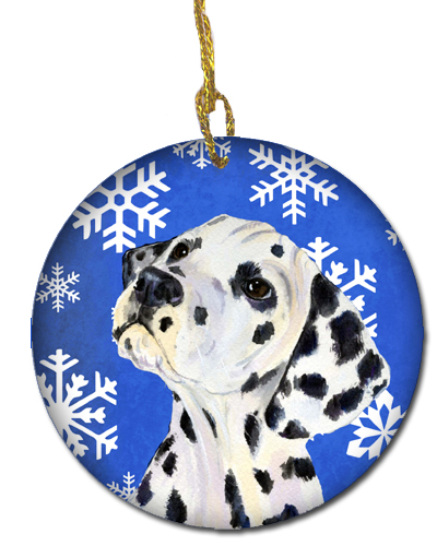 Dalmatian Winter Snowflakes Holiday Christmas Ceramic Ornament