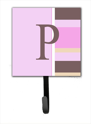 CJ1005-PSH4 Letter P Initial Monogram - Pink Stripes Leash Holder Or Key Hook