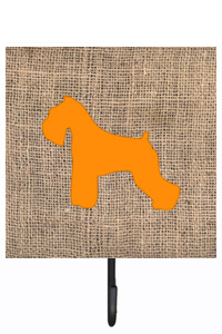 Schnauzer Burlap And Orange Leash Or Key Holder - Orange