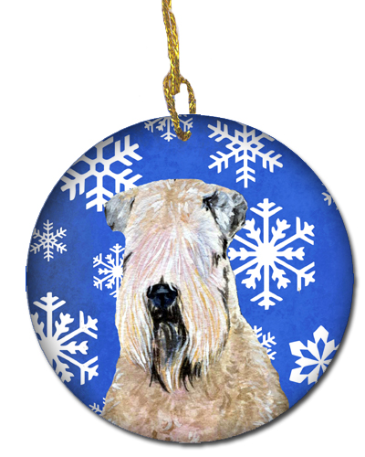 Wheaten Terrier Soft Coated Snowflakes Holiday Christmas Ceramic Ornament