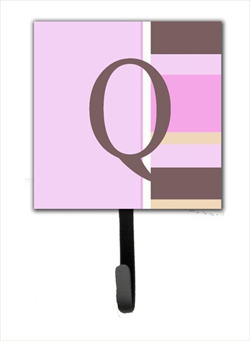CJ1005-QSH4 Letter Q Initial Monogram - Pink Stripes Leash Holder Or Key Hook