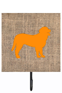 Curly Coated Retriever Burlap And Orange Leash Or Key Holder