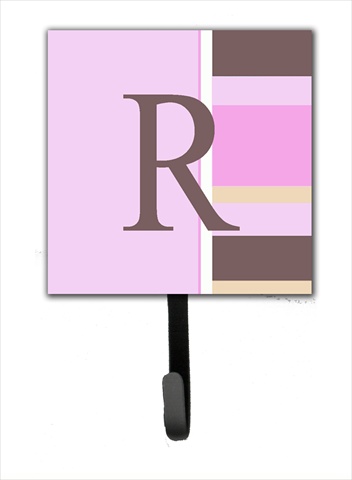 CJ1005-RSH4 Letter R Initial Monogram - Pink Stripes Leash Holder Or Key Hook