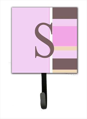 CJ1005-SSH4 Letter S Initial Monogram - Pink Stripes Leash Holder Or Key Hook