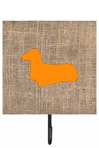 Dachshund Burlap And Orange Leash Or Key Holder