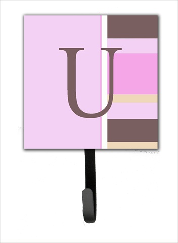 CJ1005-USH4 Letter U Initial Monogram - Pink Stripes Leash Holder Or Key Hook