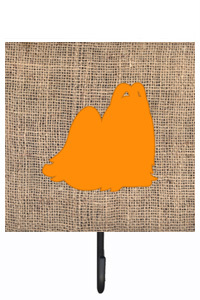 Maltese Burlap And Orange Leash Or Key Holder