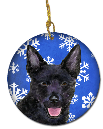 Australian Kelpie Winter Snowflakes Holiday Christmas Ceramic Ornament