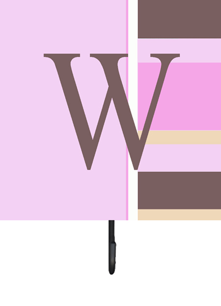 CJ1005-WSH4 Letter W Initial Monogram - Pink Stripes Leash Holder Or Key Hook