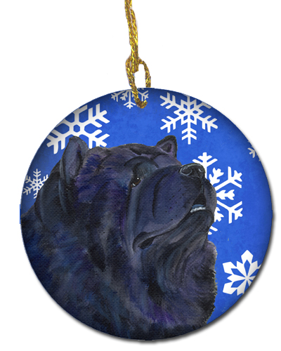 Chow Chow Winter Snowflakes Holiday Christmas Ceramic Ornament