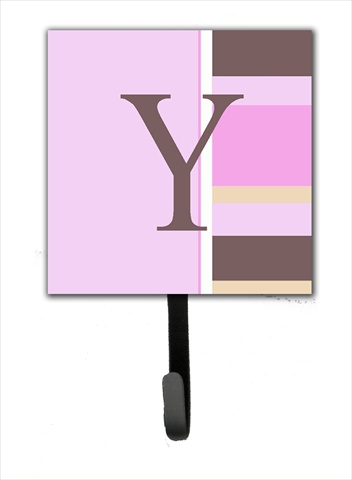 CJ1005-YSH4 Letter Y Initial Monogram - Pink Stripes Leash Holder Or Key Hook