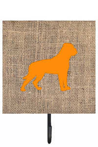 Rottweiler Burlap And Orange Leash Or Key Holder