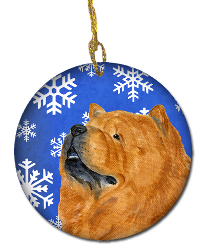 Chow Chow Winter Snowflakes Holiday Christmas Ceramic Ornament