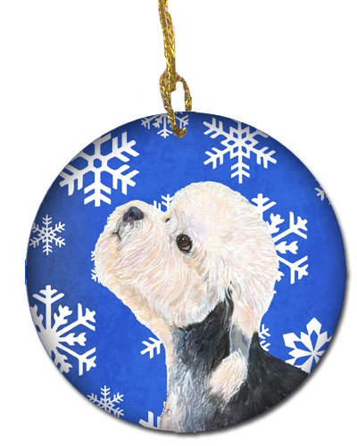Dandie Dinmont Terrier Winter Snowflakes Holiday Christmas Ceramic Ornament
