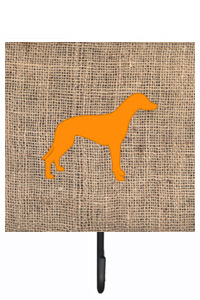 Greyhound Burlap And Orange Leash Or Key Holder