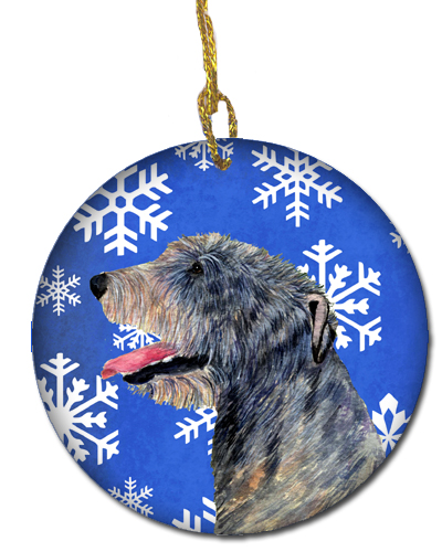 Irish Wolfhound Winter Snowflakes Holiday Christmas Ceramic Ornament
