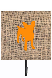 BB1108-BL-OR-SH4 Chihuahua Burlap And Orange Leash Or Key Holder