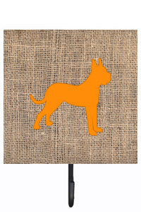 Boxer Burlap And Orange Leash Or Key Holder