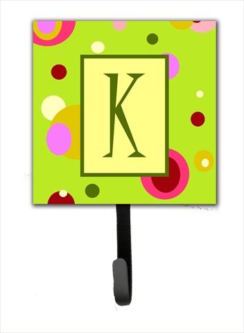 CJ1010-KSH4 Letter K Initial Monogram - Green Leash Holder Or Key Hook