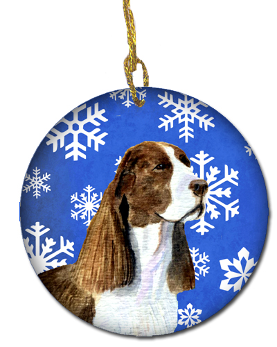 Springer Spaniel Winter Snowflakes Holiday Christmas Ceramic Ornament