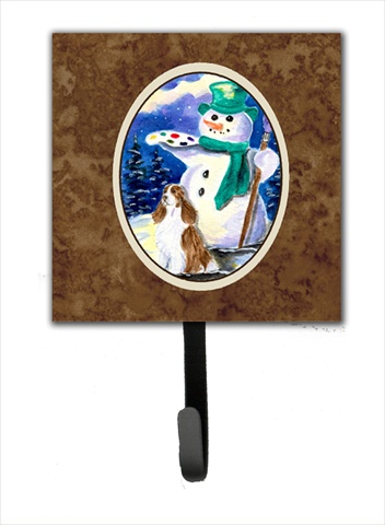 Artist Snowman With Springer Spaniel Leash Holder Or Key Hook
