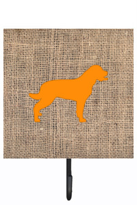 Labrador Burlap And Orange Leash Or Key Holder