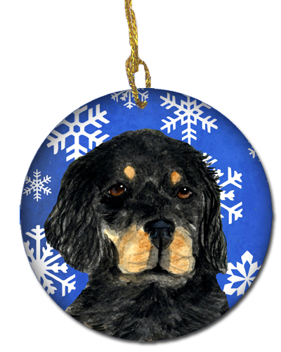 Gordon Setter Winter Snowflakes Holiday Christmas Ceramic Ornament