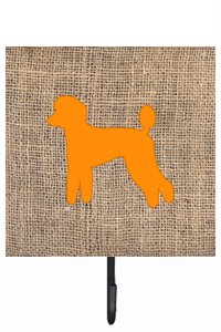 Poodle Burlap And Orange Leash Or Key Holder