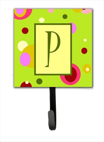 CJ1010-PSH4 Letter P Initial Monogram - Green Leash Holder Or Key Hook