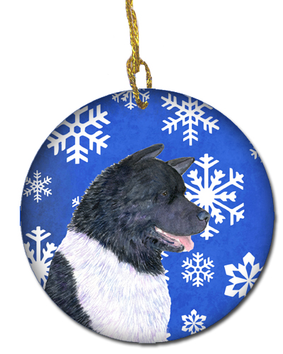 Akita Winter Snowflakes Holiday Christmas Ceramic Ornament
