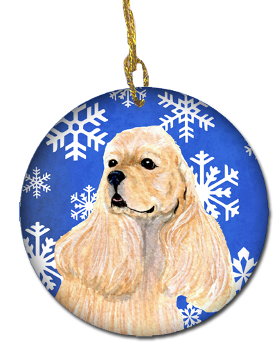 Cocker Spaniel Winter Snowflakes Holiday Christmas Ceramic Ornament