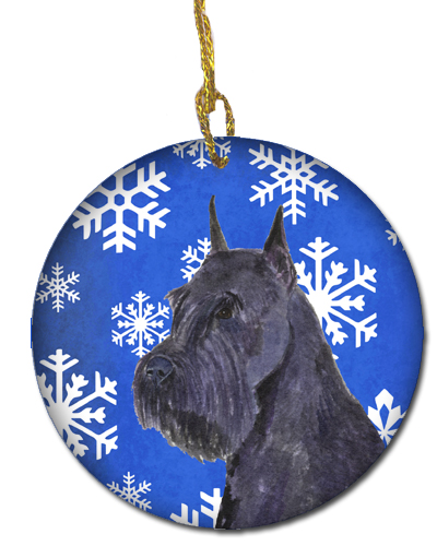 Schnauzer Winter Snowflakes Holiday Christmas Ceramic Ornament