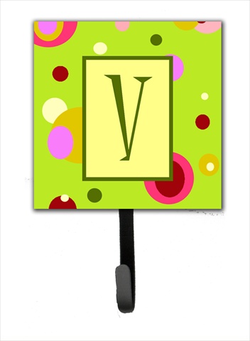 CJ1010-VSH4 Letter V Initial Monogram - Green Leash Holder Or Key Hook