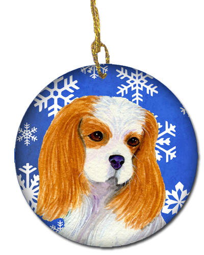 Cavalier Spaniel Winter Snowflakes Holiday Christmas Ceramic Ornament