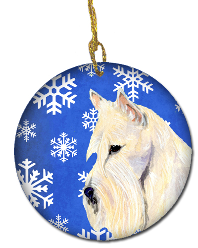Scottish Terrier Winter Snowflakes Holiday Christmas Ceramic Ornament
