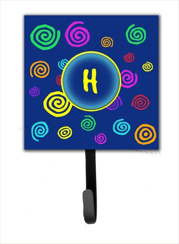 CJ1011-HSH4 Letter H Initial Monogram - Blue Swirls Leash Holder Or Key Hook