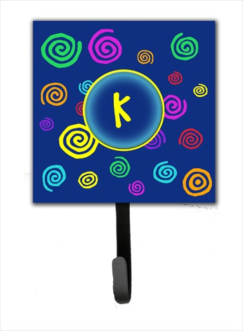 CJ1011-KSH4 Letter K Initial Monogram - Blue Swirls Leash Holder Or Key Hook
