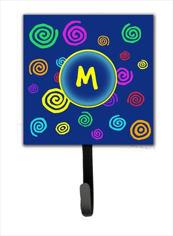 CJ1011-MSH4 Letter M Initial Monogram - Blue Swirls Leash Holder Or Key Hook