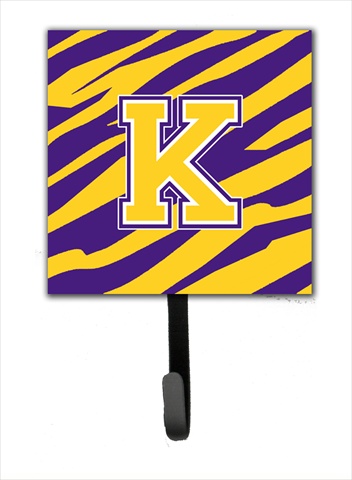 CJ1022-KSH4 Tiger Stripe - Purple Gold Initial K Leash Holder Or Key Hook