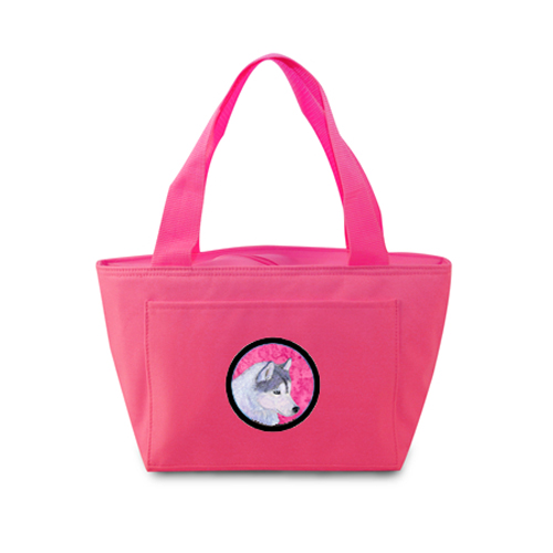 Picture of Carolines Treasures SS4740-PK-8808 Pink Siberian Husky Zippered Insulated School Washable And Stylish Lunch Bag Cooler