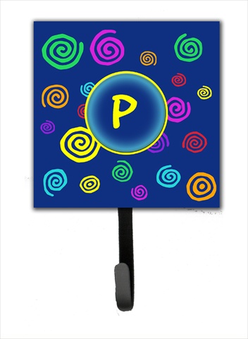 CJ1011-PSH4 Letter P Initial Monogram - Blue Swirls Leash Holder Or Key Hook