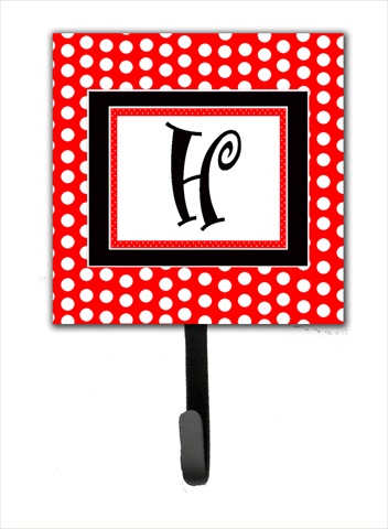 CJ1012-HSH4 Letter H Initial Monogram - Red Black Polka Dots Leash Holder Or Key Hook