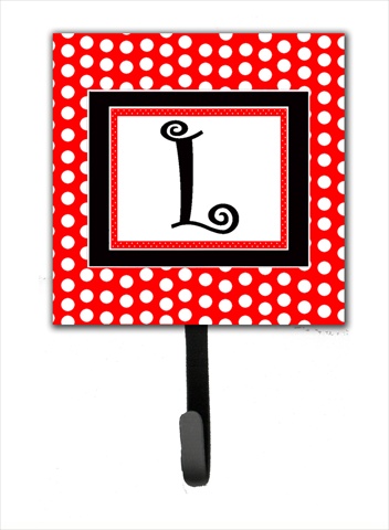 CJ1012-LSH4 Letter L Initial Monogram - Red Black Polka Dots Leash Holder Or Key Hook