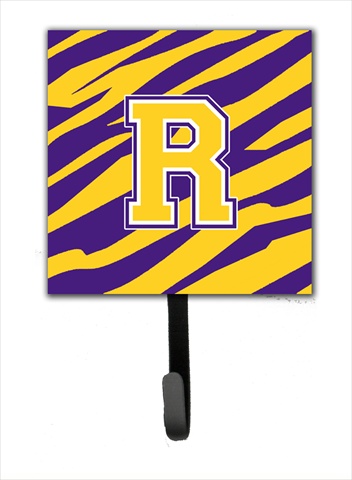 Tiger Stripe - Purple Gold Initial R Leash Holder Or Key Hook